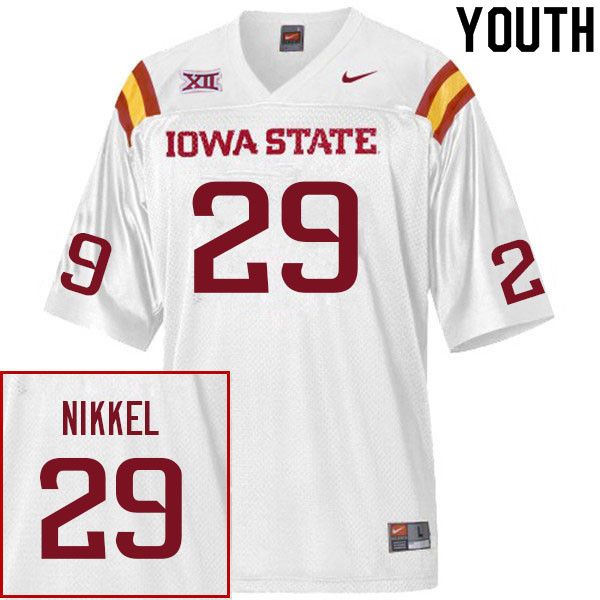Youth #29 Ben Nikkel Iowa State Cyclones College Football Jerseys Sale-White - Click Image to Close